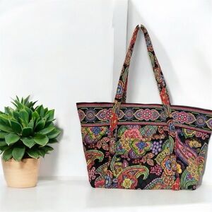 VERA BRADLEY SYMPHONY IN HUE TOTE TRAVEL ZIPPER FLORAL RETIRED